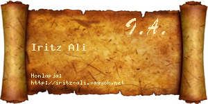 Iritz Ali névjegykártya
